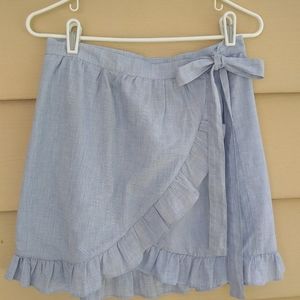 Madewell Chambray wrap Skirt with ruffle detail